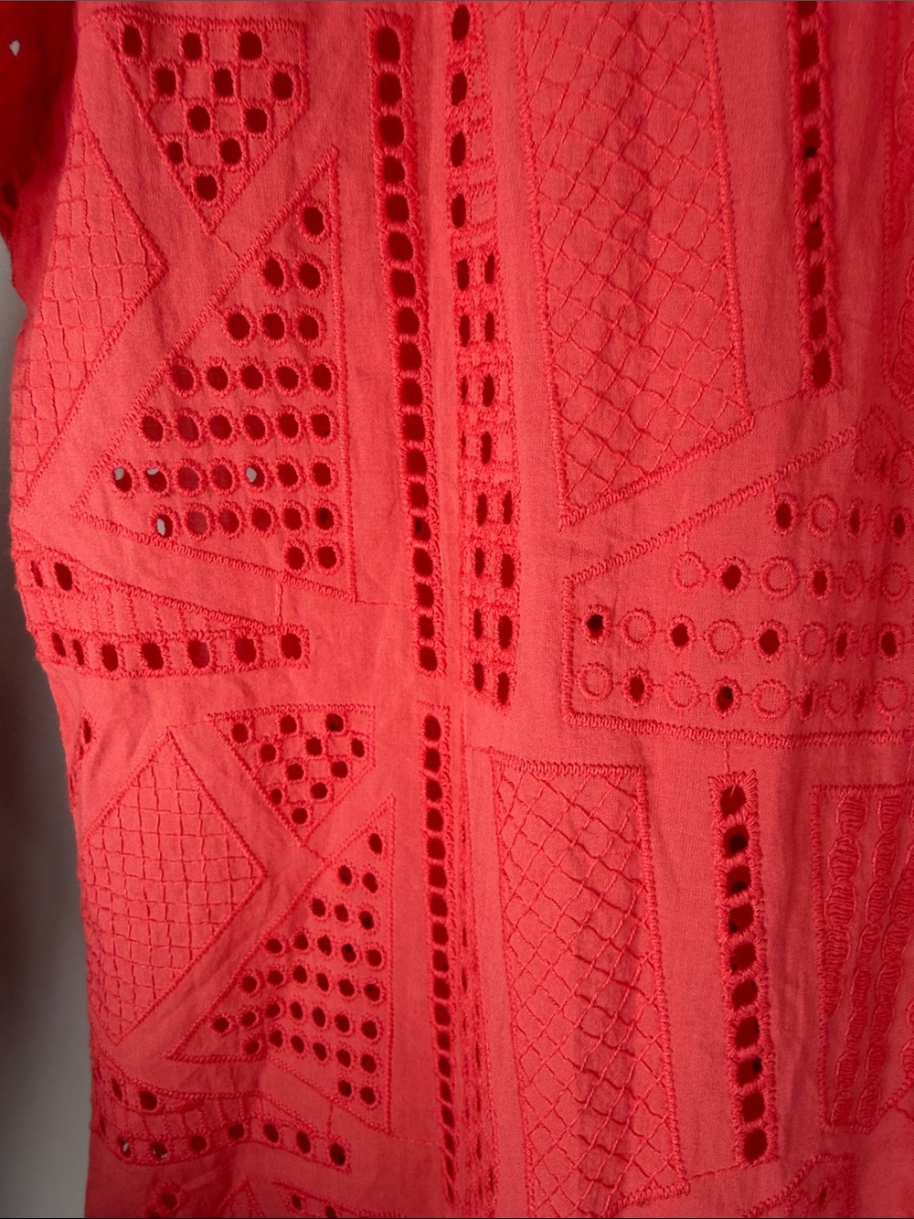 Lauren Ralph Lauren Coral Eyelet Design Button up Shirt Coastal Chic Size M - Picture 3 of 8
